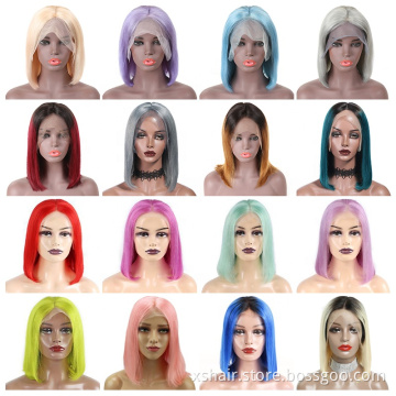 Fashion Double Drawn Deep Wave 13X4 Lace Front Curl Colour Colored Pink Wig Human Hair